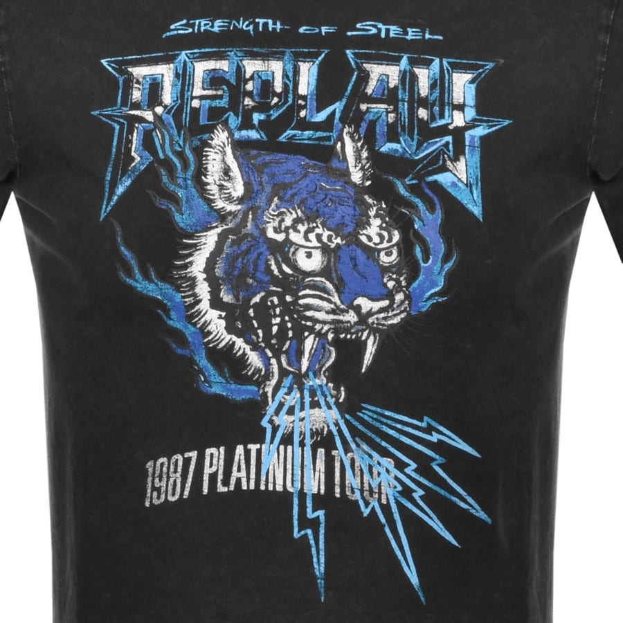 Alternative Image for ProductReplay Logo Crew Neck T Shirt Black3